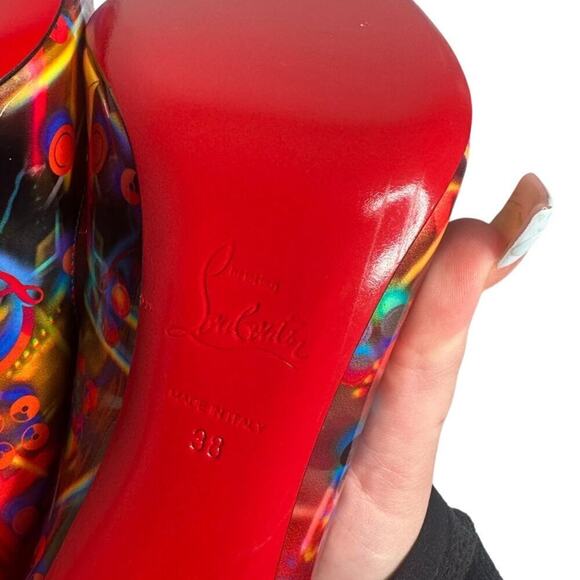 Christian Louboutin Hot Chick 100 Multicolor Discolaser Patent Leather Pumps 38 - Picture 6 of 7